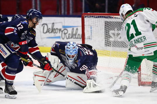 Linköpings målvakt Jonas Gustavsson och Sebastian Karlsson