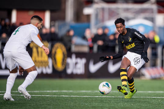 s Abdi Hakim Ali under träningsmatchen I fotboll mellan AIK och Västerås den 25 januari 2020 i Stockholm.