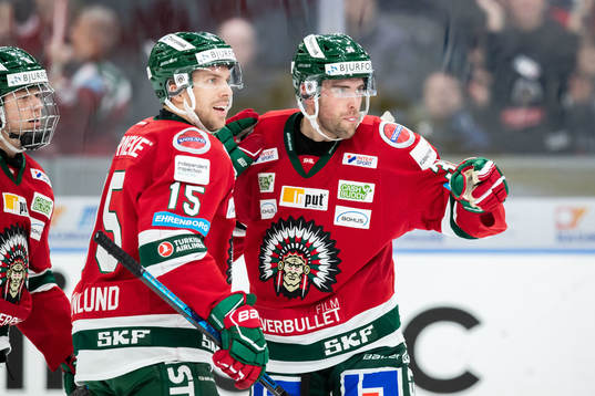 Frölundas Brandon Gormley jublar