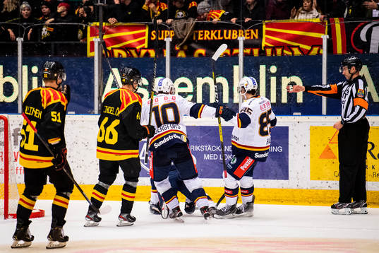 Djurgårdens Niclas Bergfors och Michael Haga jublar