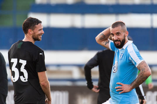 Marcus Berg of Krasnodar and Guillermo Molins of Malmö FF