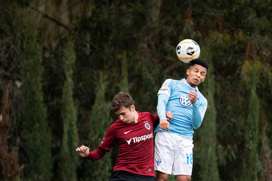 Romain Gall of Malmö FF and Michal Sacek of Sparta Prauge