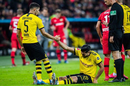 Achraf Hakimi and Marius Wolf of Borussia Dortmund
