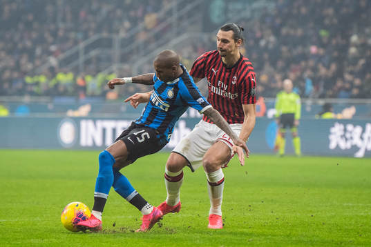 Ashley Young of Inter and Zlatan Ibrahimovic of Milan