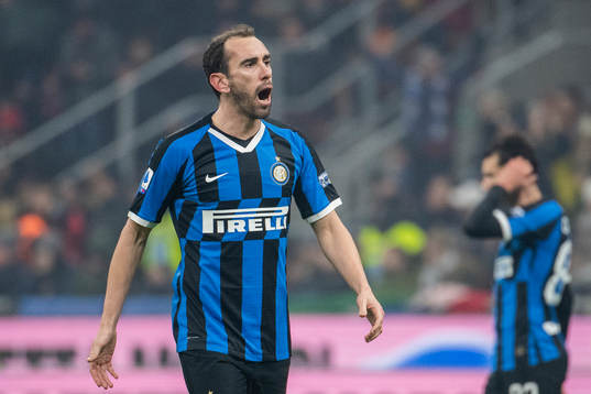 Diego Godin of Inter celebrates
