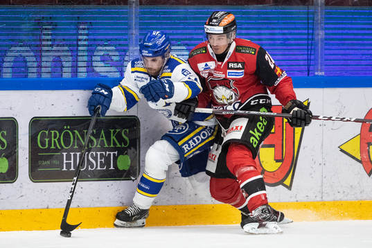 Leksands Oskar Lang och Malmö Redhawks Henrik Hetta