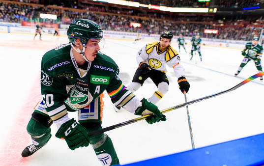 Färjestads Sebastian Erixon och Brynäs Joachim Rohdin