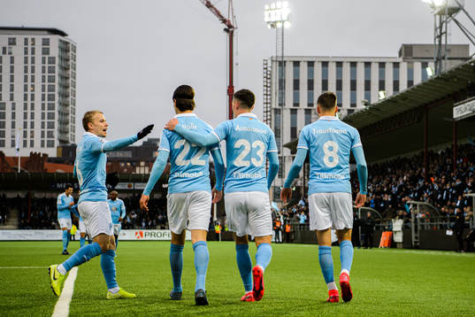 Malmö FFs Oscar Lewicki , Adi Nalic och Arnór Traustason