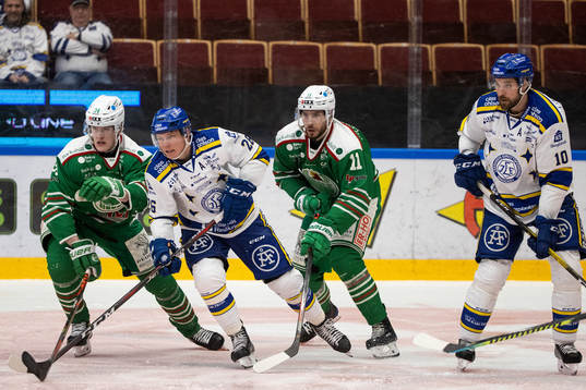 Leksands Patrik Zackrisson och Rögles Mattias Sjögren och