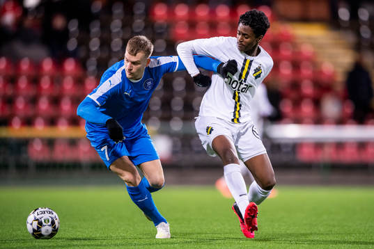 s Abdi Hakim Ali under träningsmatchen i fotboll mellan Akropolis och AIK den 19 februari 2020 i Stockholm.