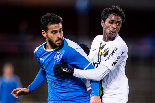 s Abdi Hakim Ali under träningsmatchen i fotboll mellan Akropolis och AIK den 19 februari 2020 i Stockholm.