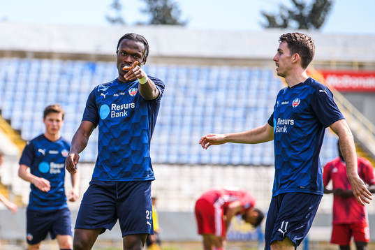 Helsingborgs Noel Mbo jublar efter 1-0
