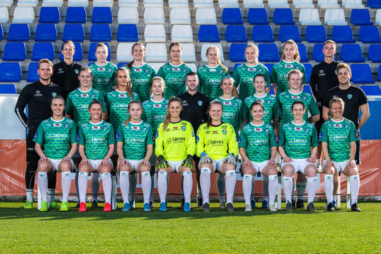  Astrid Grøttå Ree, Marie Hella Andresen, Hege Hansen,  Ingrid Synnøve Nødland, Ingeborg Lye Skretting, Julie Austdal and Matilde Alsaker Rogde. Middle row: Un-named, Marthine Østenstad, Emma Braut Brunes,  Miriam Byberg, Nick Loftus, head coach, Nicole Leslie Stanton, Elisabeth Terland, Susanne Vistnes and Sondre Ims, physio. Bottom row: Marte Kristine Gjellan Leine, Madeleine Hille Mellemstrand, Kaja Karlsen, goalkeeper Adelaide Anne Gay, goalkeeper Amalie Reed Kolnes, Sofie Bjørnsen, Tuva Hansen and Anette Snørteland Jensen.