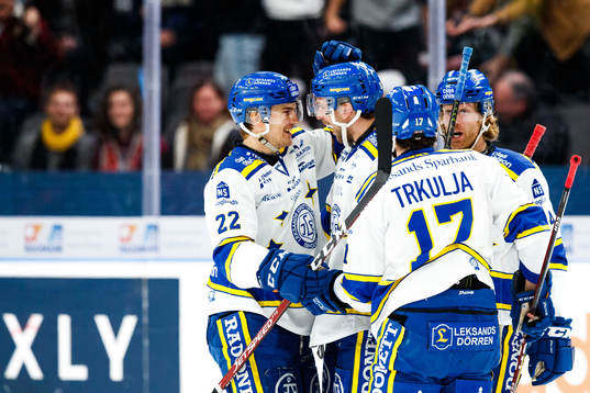 Leksands Sebastian Wännström och Daniel Gunnarsson jublar