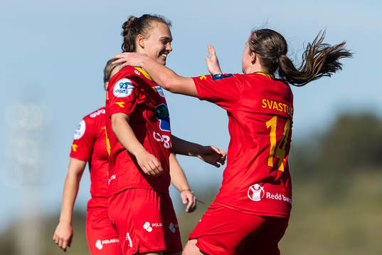 Synne Masdal celebrate with Ragne Hagen Svastuen after Linn Huseby of Røa (not pictured) scored 0-2