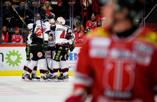 Malmö Redhawks Fredrik Händemark gör 0-1 och jublar
