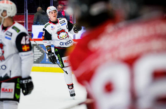 Malmö Redhawks Fredrik Händemark gör 0-1 och jublar