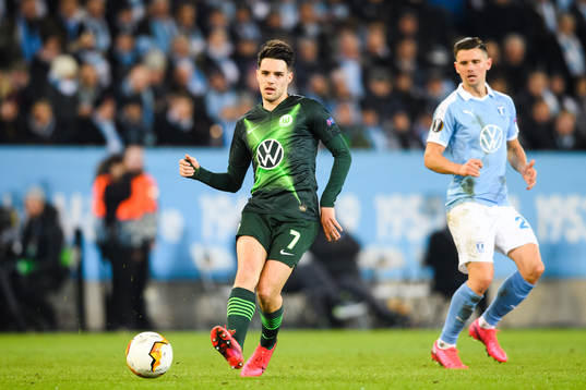 Josip Brekalo of Wolfsburg and Marcus Antonsson of Malmö FF