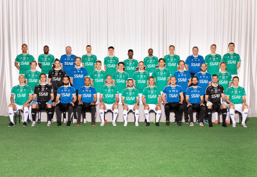  Seth Kanteh Hellberg, Christian Kouakou, målvaktstränare Peter Kristoffersson, Lukas Hiltunen, Noa Williams, Kristian Andersen, Bantu Mzwakali, Nikita Kashaev, materialförvaltare Janne Lövgren, Bjarni Mark Duffield Antonsson, Leo Pllana. Mittenledet från vänster: Kalle Johansson, Adrian Engdahl, David Ingman, Alexander Zetterström, Pontus Jonsson, Oscar Lundin, Jonathan Lundbäck, massör Joakim Gustafsson, massör Samuel Johansson, André Kamp. Sittande från vänster: Carlos Garcia, Viktor Astor, fystränare Kayhan Kavakli, huvudtränare Klebér Saarenpää, Mattias Liljestrand, Robbin Sellin, Pontus Hindrikes, assisterande tränare William Bergendahl, sjukgymnast Kristoffer Karlsson, Peter Rosendal, Alexander Ekblad.