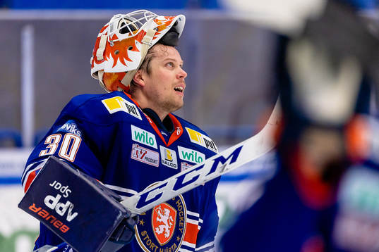 Växjös målvakt Viktor Fasth jublar