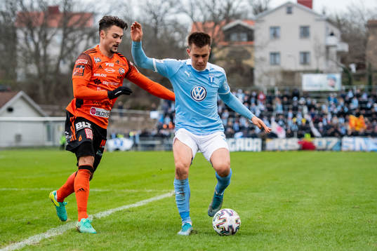 Karlskronas Armin Aganovic och Malmö FFs Jonas Knudsen