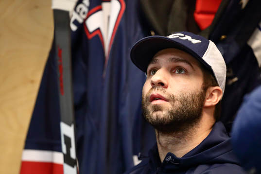 Linköpings Joe Whitney före ishockeymatchen i SHL mellan