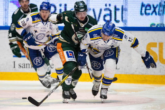 Färjestads Aleksi Mustonen och Leksands Jon Knuts