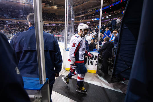 Washington Capitals Alexander Ovechkin leaves the ice