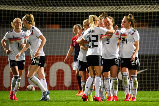 Marina Hegering of Germany celebrates after the 5-0 goal
