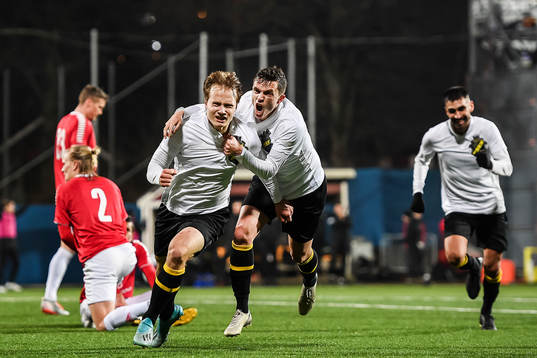 s Saku Ylätupa jublar efter 1-0 under fotbollmatchen i Svenska Cupen mellan AIK och Kalmar den 9 mars 2020 i Stockholm.