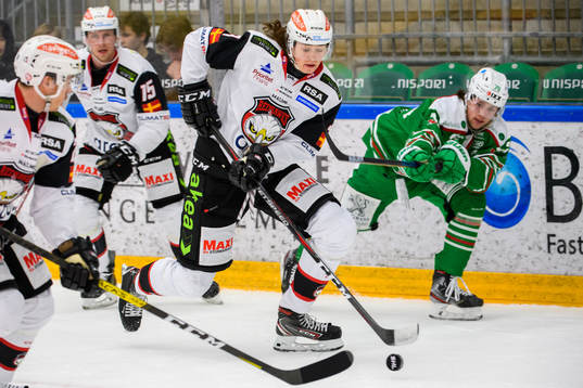 Malmö Redhawks Malte Setkov och Rögles Dominik Bokk