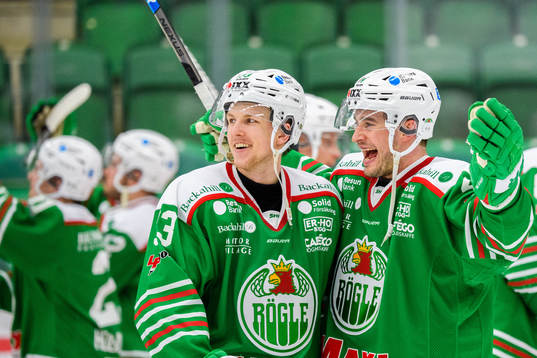 Rögles Niklas Hansson och Kodie Curran jublar
