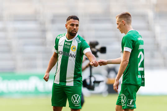 Hammarbys Imad Khalili och Aron Johannsson jublar