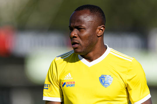 Falkenbergs Nsima Peter före fotbollsmatchen i Allsvenskan