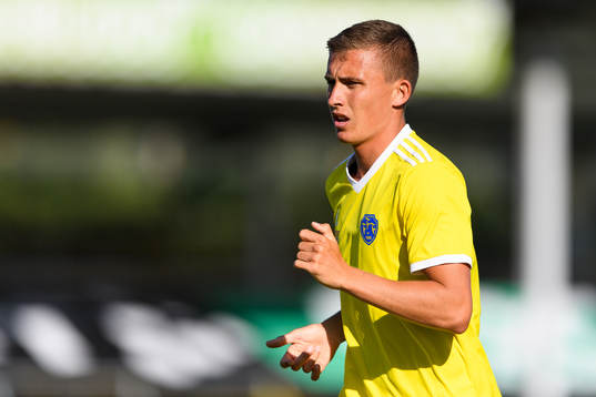 Falkenbergs John Björkengren före fotbollsmatchen i