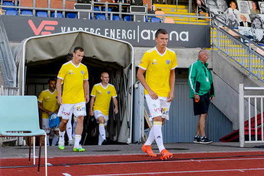Falkenbergs John Björkengren före fotbollsmatchen i