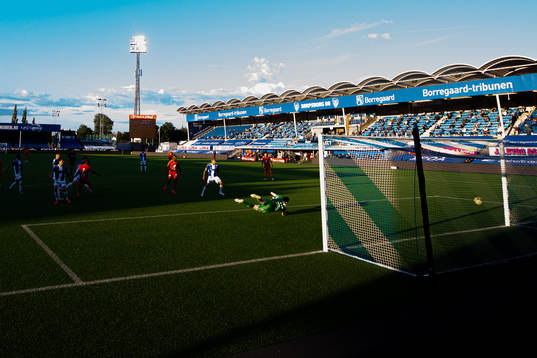 Gilbert Koomson of Brann scores 0-1 behind goalkeeper David