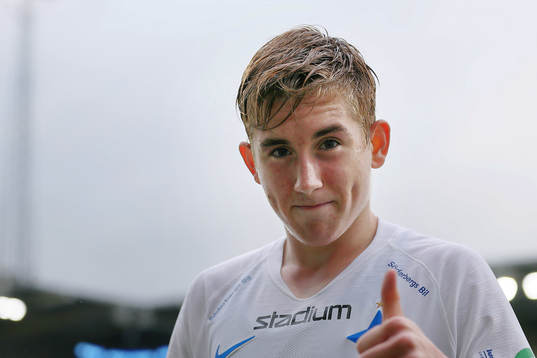 IFK Norrköpings Ísak Bergmann Jóhannesson jublar