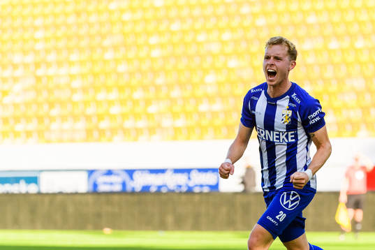 IFK Göteborgs Victor Wernersson jublar efter 0-1
