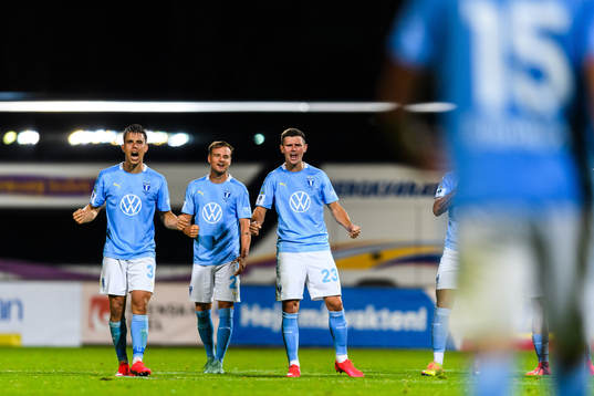Malmö FFs Jonas Knudsen, Eric Larsson och Marcus Antonsson