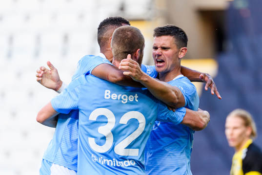 Malmö FFs Isaac Kiese Thelin och Marcus Antonsson jublar