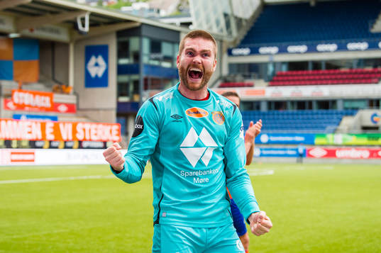 Gudmund Broks Kongshavn of Aalesund celebrates