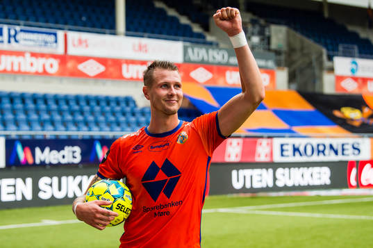 Holmbert Aron Briem Fridjonsson of Aalesund celebrates