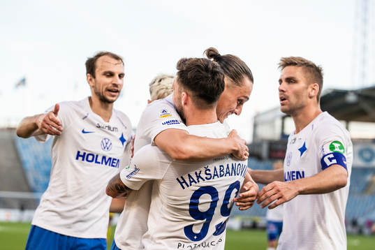 IFK Norrköpings Sead Haksabanovic jublar med Jonathan