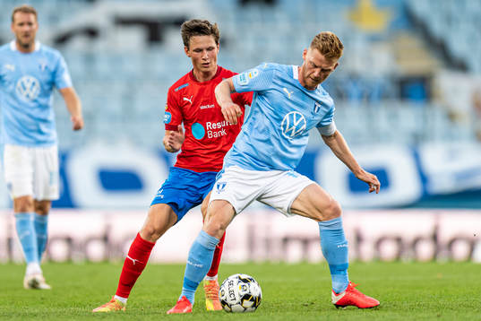 Helsingborgs Max Svensson mot Malmö FFs Anders Christiansen