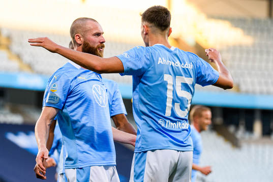 Malmö FFs Anel Ahmedhodzic och Jo Inge Berget jublar