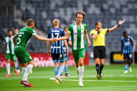 Hammarbys David Fällman och Kalle Björklund jublar
