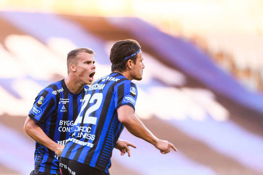 Sirius Elias Andersson jublar med Stefano Vecchia efter 2-1