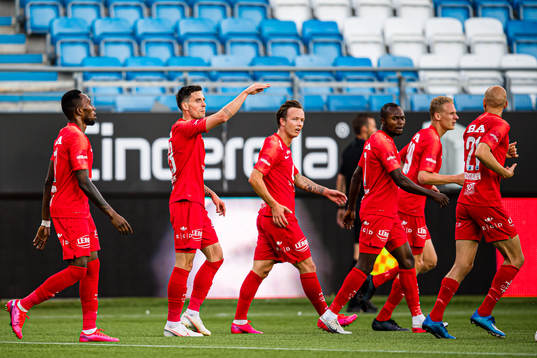 Daniel Alexander Pedersen of Brann after scoring the 0-1 goal