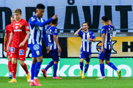 IFK Göteborgs Patrik Karlsson Lagemyr jublar med